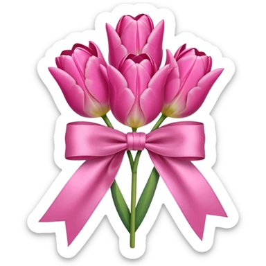 Pink tulips with a bow sticker