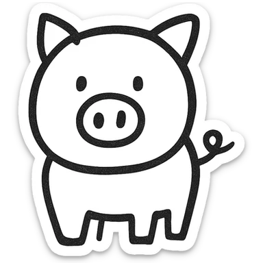 hand drawn outlined icon of a pink animal, no fill, thick lines sticker