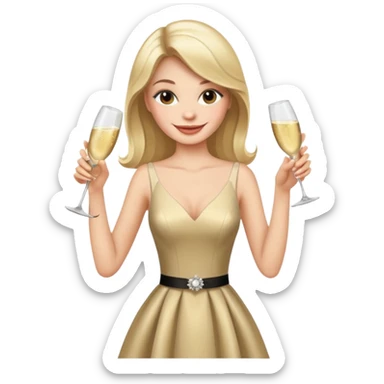 high fashion model toasting with champagne, hyper realistic sticker