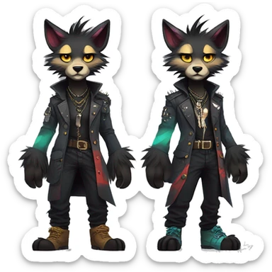 cool edgy animal fursona by griffsnuff & LiLaiRa & Falvie with badass colors and a spiked collar full body sticker