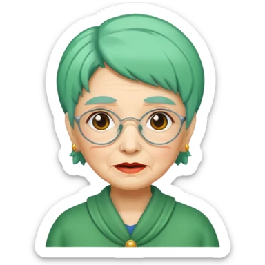 green haired grandma sticker