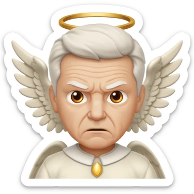 Angry older white male Italian animated angel I don't want a real face sticker