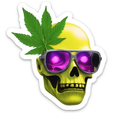 420 .Zombie_ Vaporwave black holographic oilslick zombie unicorn smoking yellow caution tape hemp leaves sticker