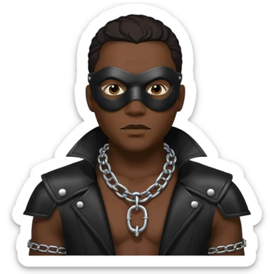 Leather masked, leather clothing, dark guy wearing chain collar sticker