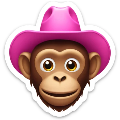 Monkey wearing a Pink cowboy hat  sticker