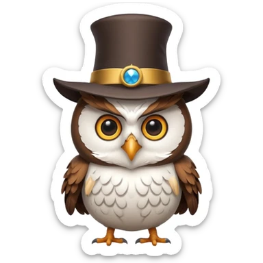 white owl with magician hat sticker