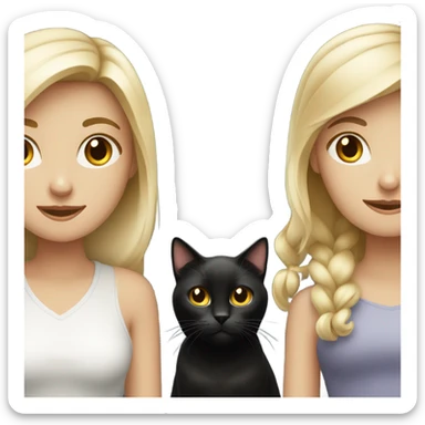 1 blond girl with 1 black cat and 1 white and black cat sticker