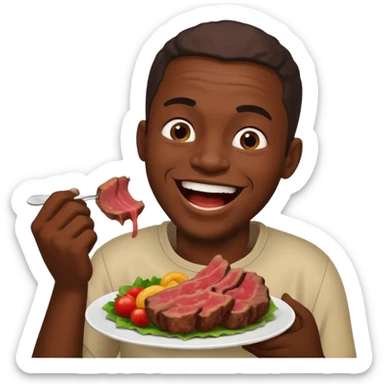 An African man eating meat and laughing  sticker