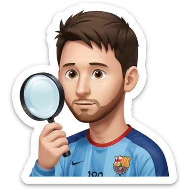 Messi de perfil mirando con una lupa de sticker