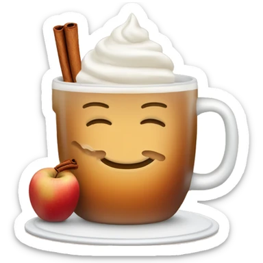 hot apple cider with cinnamon stick and whipped cream sticker