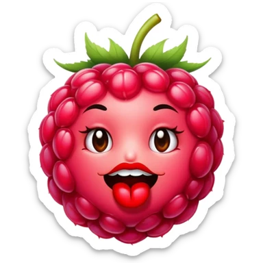 A raspberry uses cosmetic product sticker