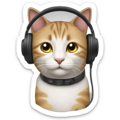 cat with headphones sticker
