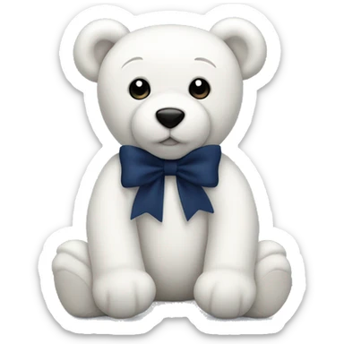 White teddy bear with a navy blue bow  sticker