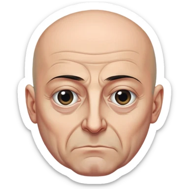 Steven Miller, Trump advisor, bald, very grim expression, pronounced sagging eyelids drooping on the outer sides sticker