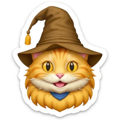Very Simple yellow cat emoji wearing a sorting hat sticker