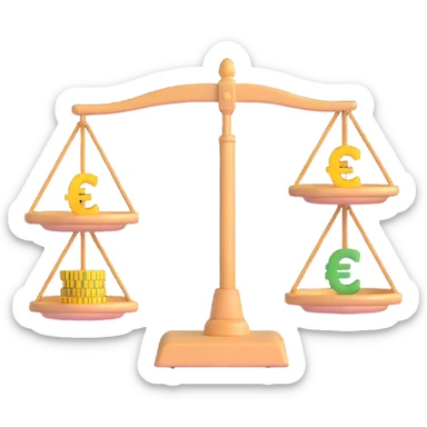 Balance scale with Euro symbols in the trays sticker