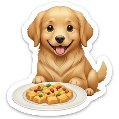 dog with a plate of food sticker