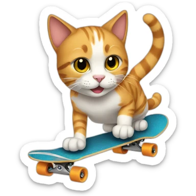 skateboarding cat sticker