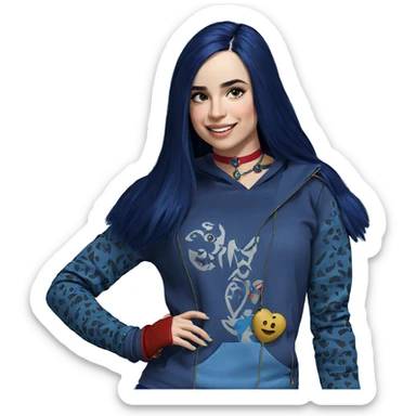 blue-haired girl with choker sticker