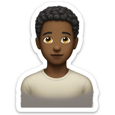 serene portrait of a boy with no facial hair sticker