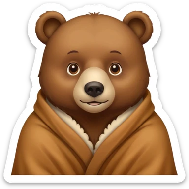 bear cozy in blanket sticker