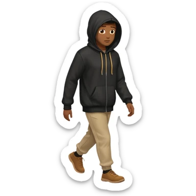 Hooded Street Walker black man  sticker