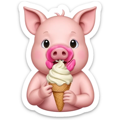 Pig eating icecream sticker