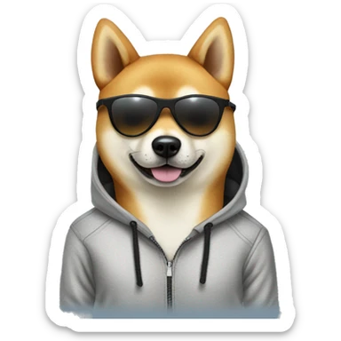 Shiba Inu with sunglasses in a sweatsuit  sticker