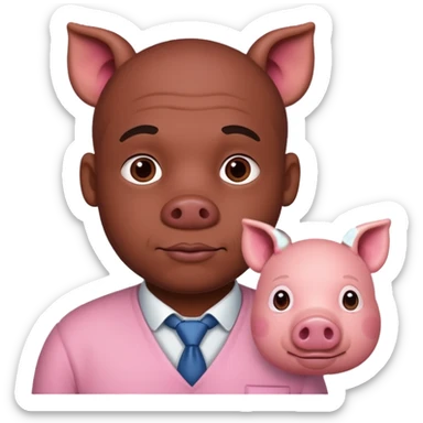 A pig in human shape riding a black man in pig shape sticker