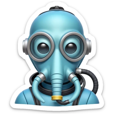 Squidward blue big nose scuba diving sticker
