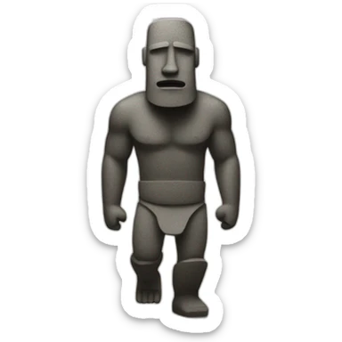 moai statue running from a locker with legs sticker
