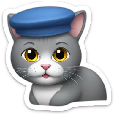 Grey cat wearing a berret sticker
