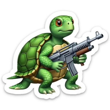 turtle with machine gun sticker
