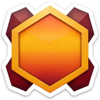 A sharp-edged hexagon with a thick yellow border that shifts slightly toward orange. The inside is a smooth dark-red to maroon gradient. In the center, add a large bold capital V colored with a yellow-orange gradient similar to the border. Keep everything clean, centered, and with no background. sticker