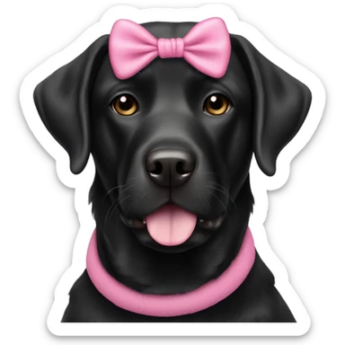 Dog black Labrador with a pink scrunchie sticker
