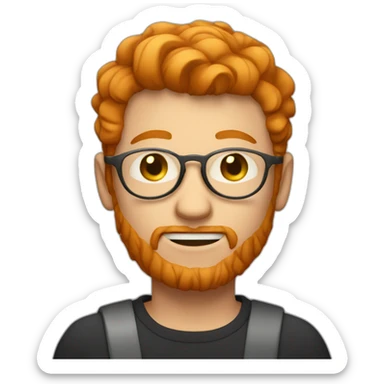 ginger guy with metal circle glasses, short hair and stubble sticker