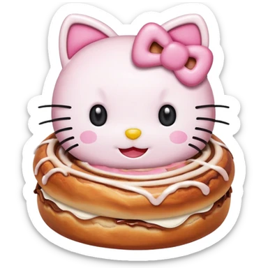 my emoji is hellokitty with cinnamon roll sticker