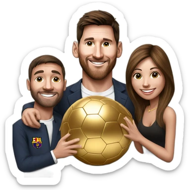 Messi avec ses 8 ballon d'or et sa famille sticker