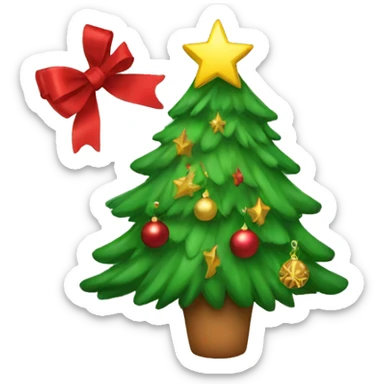 bows and christmas tree sticker