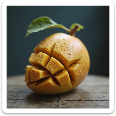 a realistic mango infused with a shark, detailed and lifelike, photorealistic style sticker