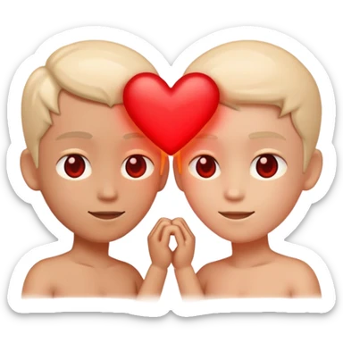 two characters connecting with heart symbol between them sticker