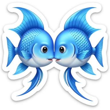 two cuty pale blue fishes kissing sticker