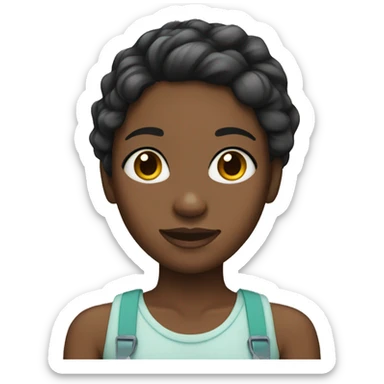 Black girl with side part and braces sticker