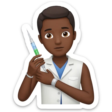 sick black man getting syringe shot arm sticker