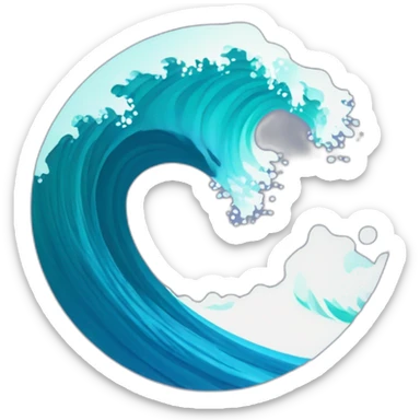 create an illustrated flat simple logo of a wave as it reaches breakpoint sticker