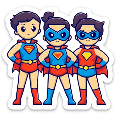 three superhero girls team posing together sticker