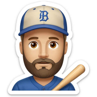 40 year old white man beard and baseball hat sticker