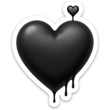 black ink blob heart emoji, isolated on white background, grunge, like pen stroke, flat sticker