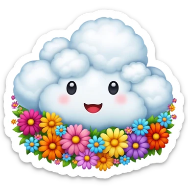 A fluffy cloud made entirely of colorful flowers sticker