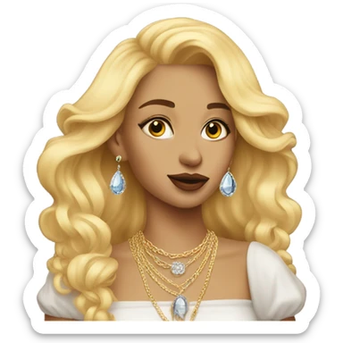 blonde girl with jewelry portrait blowing a kiss sticker
